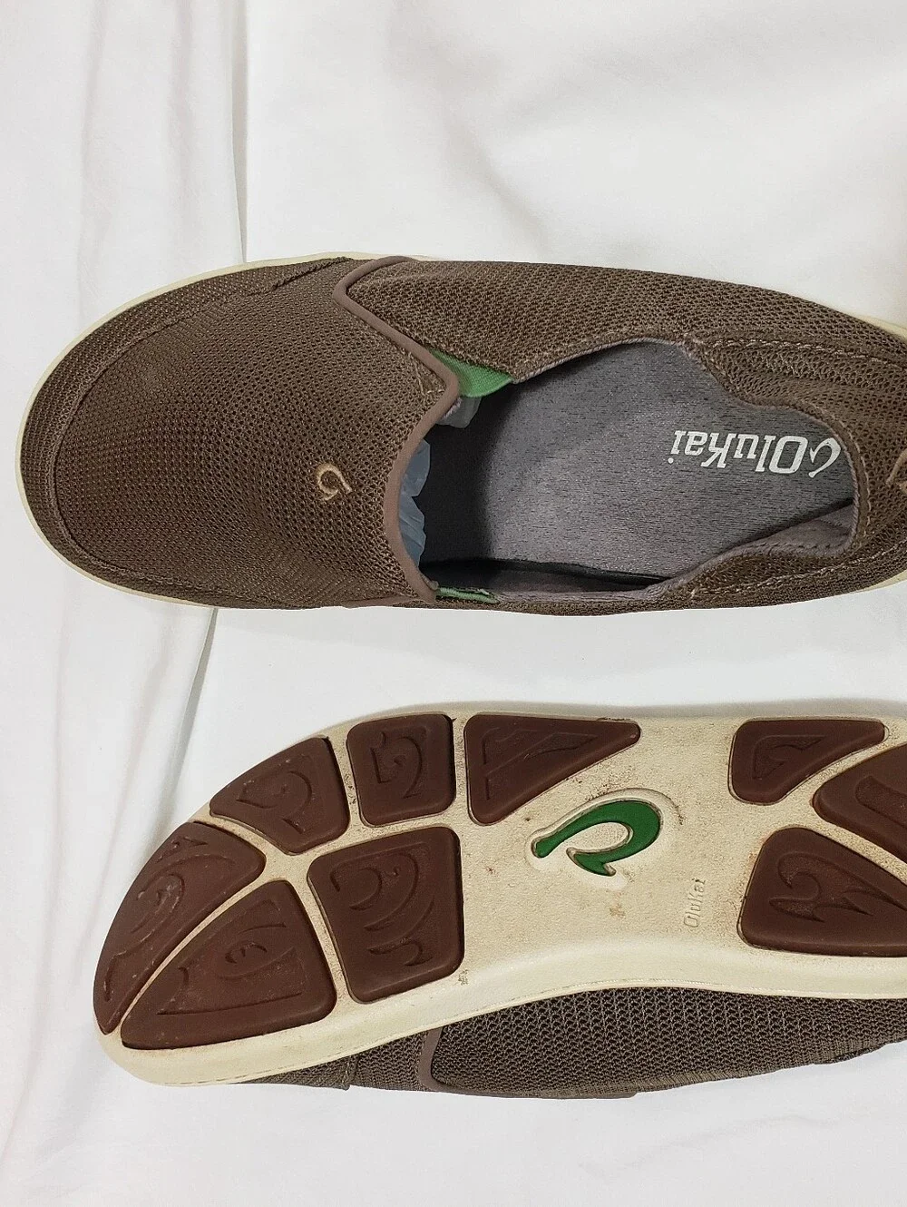 Olukai Men 10 Luke New Condition Mesh Tan Slip On Shoes Breathable Comfort